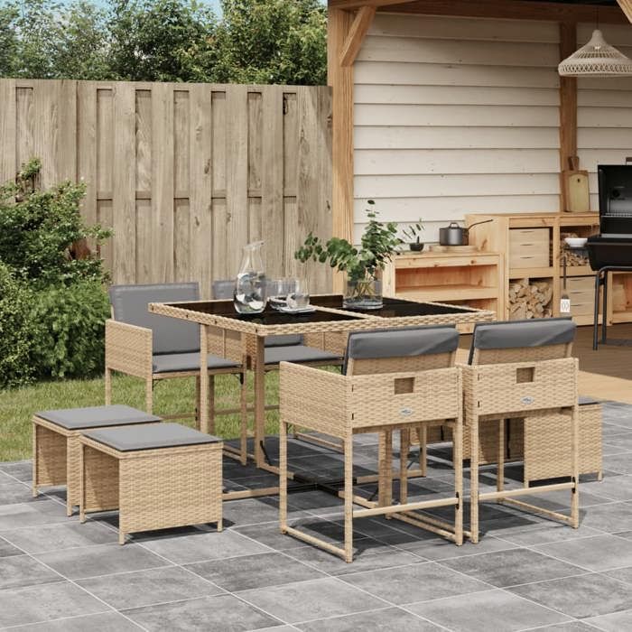 VIDAXL Ensemble à manger de jardin et coussins - vue 2